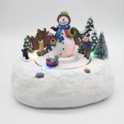 Polyesin Snowman and Skiing Kids with LED Light Music Christmas Ornament