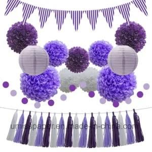 Umiss Paper Lanterns Purple Hanging Party Decoration Supplies Set Factory OEM