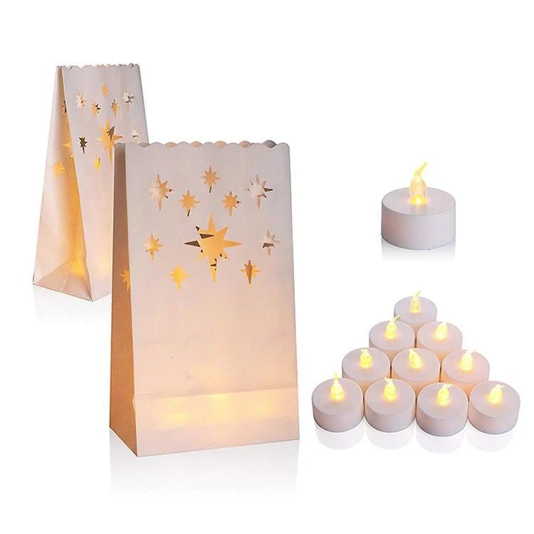 Candle Bags with Happy Birthday, Intvn Lantern Paper Bags Candle Luminary Bags Flame Resistant Paper Bags, "Happy Birthday" Design