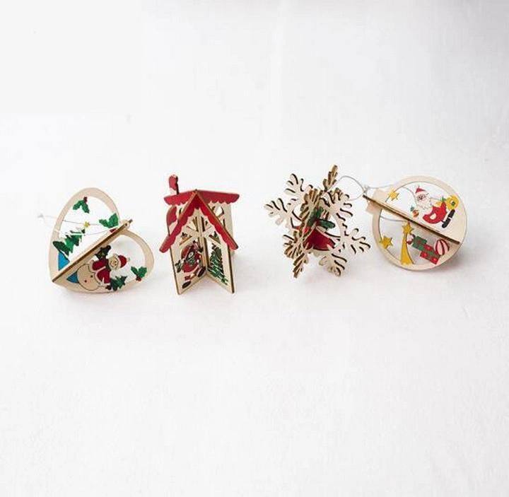 Creative Colored Drawing Splicing Wooden Christmas Tree Decorations
