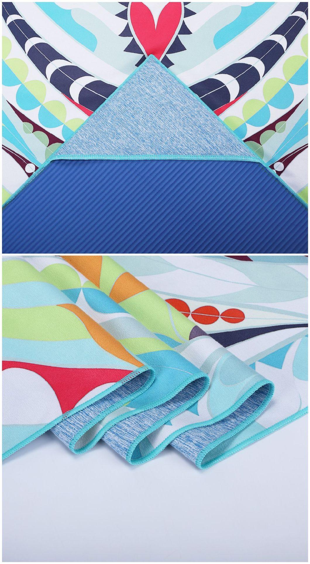Custom Print Colorful Lightweight Super Soft Sweat Absorbent Yoga Mat Cover Fast Dry Non-Slip Microfiber Suede Yoga Mat Towel