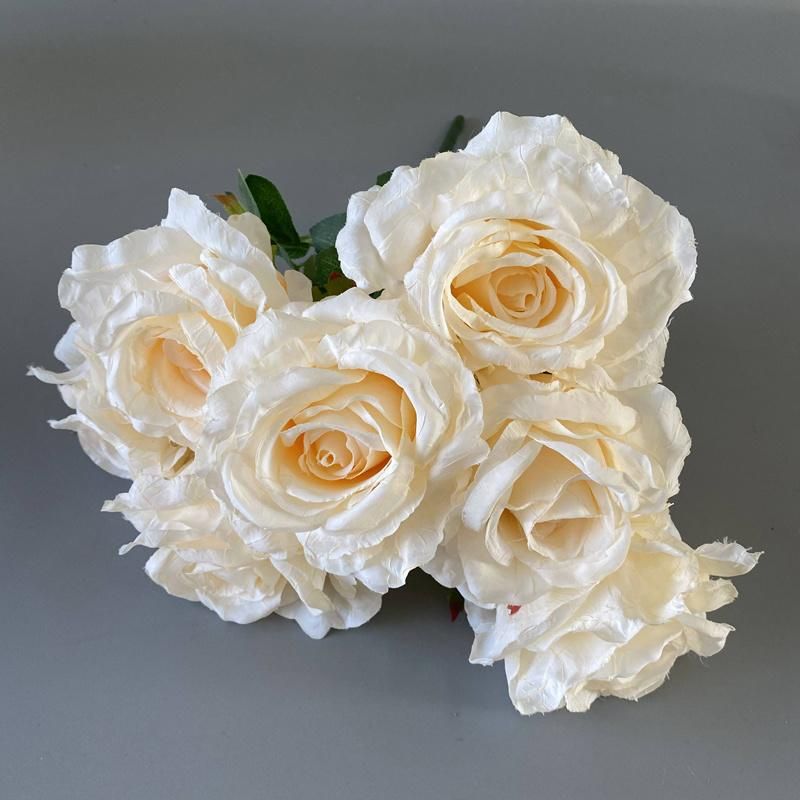 Hot Sale Quality Silk 5heads Rose Flower Silk Rose Flower Bouquet for Wedding Decoration