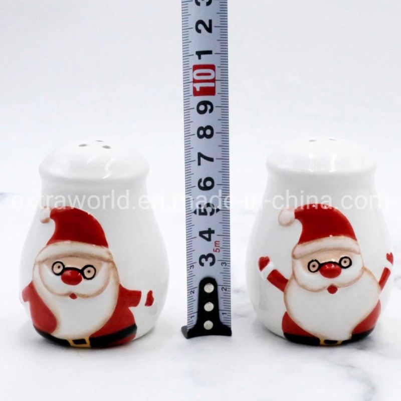 Christmas Dolomite Hand-Painted Salt and Pepper Shaker Kitchenware