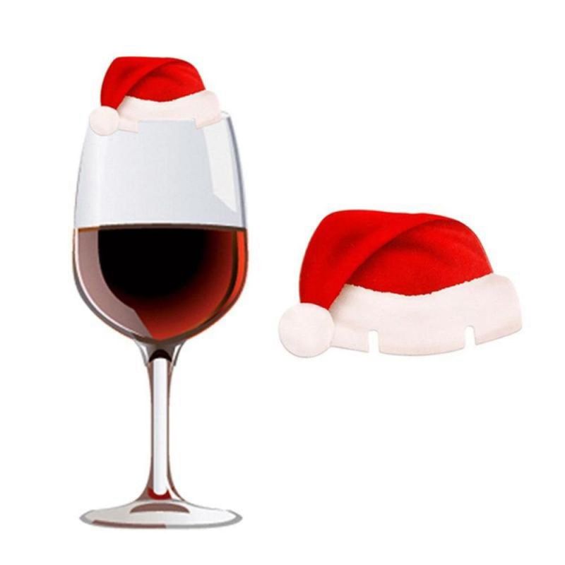 Christmas Decorations Wine Glass Hats Party Holiday Decorations