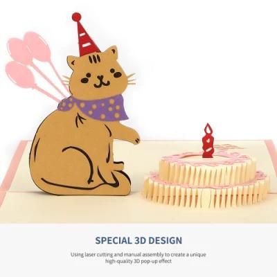 Cute Eco Friendly Printer Custumize Anime 3D Cat Dog Breed Happy Birthday Cards