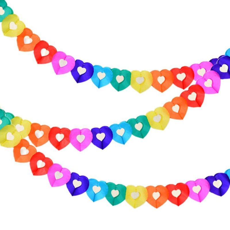 Baby Decoration and Wedding Favors Heart Rainbow Tissue Paper Garland