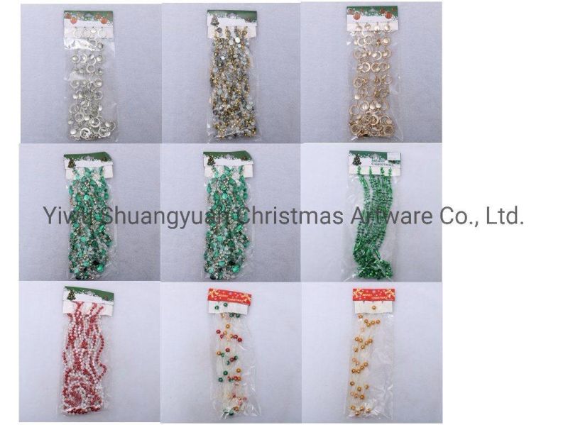New Design Christmas Tree and Bell Plastic Beads Garland Christmas Tree Chain