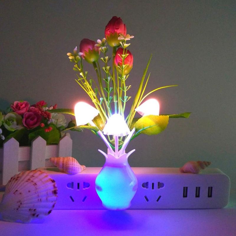 Mushroom Night Light Tulip Flowers Plug-in Mushrooms Colors Changing Nightlight