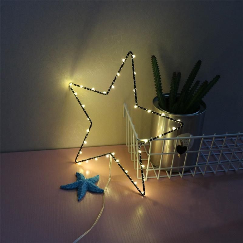 Battery Box Wrought Iron Style Luminous Stars Shaping Lamp