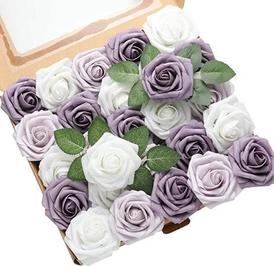 Amazon Artificial Flowers Foam Roses 25PCS Real Looking Fake Roses with Stems for DIY Wedding Bouquets Centerpieces Baby Shower Party Home Decorations