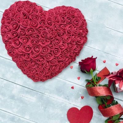 Amazon Hot Selling Foam Rose Heart Artificial Preserved PE Foam Roses Heart with Bear and Pearl