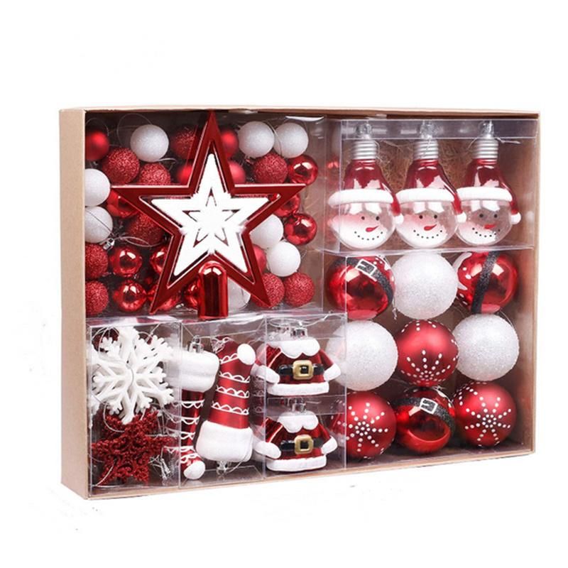 2020 Hot Sale Plastic Christmas Ball Set with Tree Top Star Christmas Gift