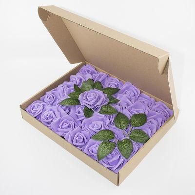 Hot Sale in Amazon 25PCS Each Box with Stem Foam Rose Flower for Flower Arrangement