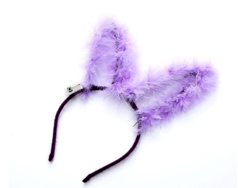Lovely Faux Feather Rabbit Ear LED Headband Party Hair Hoop