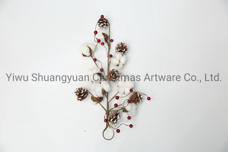 New Design Christmas Pine Needle with White Wreath for Holiday Wedding Party Decoration Supplies Hook Ornament Craft Gifts
