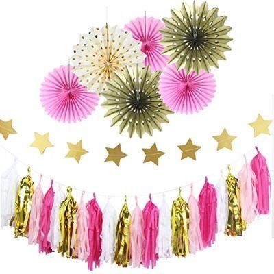 Rainbow Colored Paper Tissue Tassel Garland for Wedding Decoration with High Quality