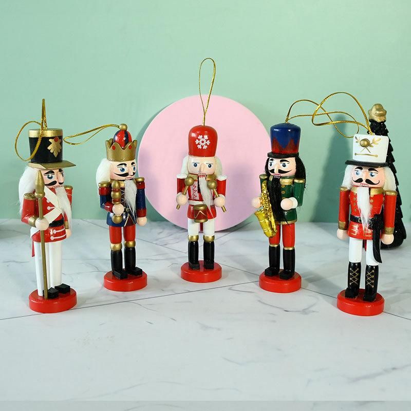 5PCS Nutcracker Ornaments Wooden Nutcracker Figures Christmas Decorations for Xmas Tree