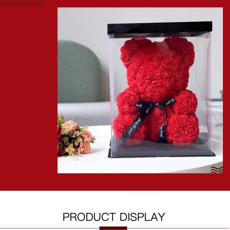 Factory Rose Bear Artificial Flower Rose Teddy Bear 25/40/60cm with PVC Gift Box for Valentine′s Day, Mothers Day, Christmas Day