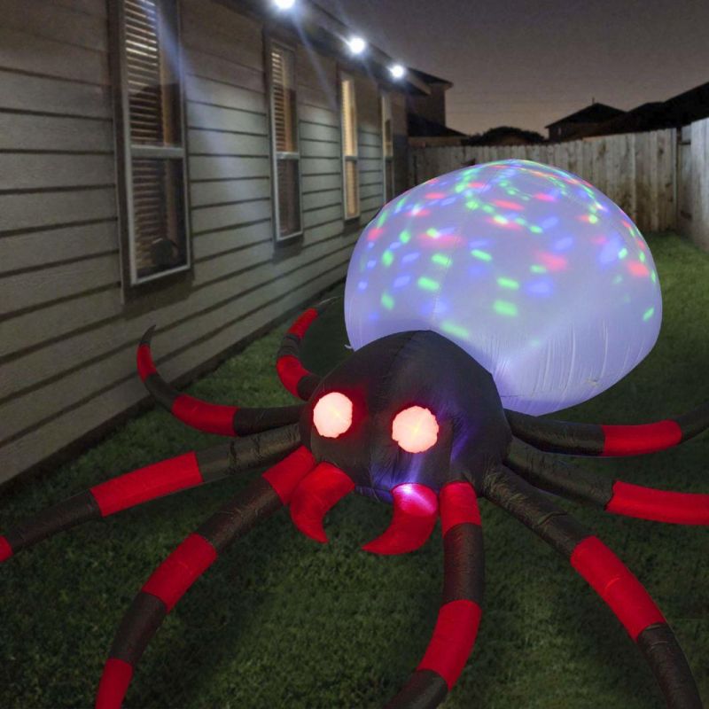 12 FT Long Halloween Inflatables Giant Purple Spider Inflatable Outdoor Halloween Decorations with Build-in LEDs, Blow up Halloween Decorations