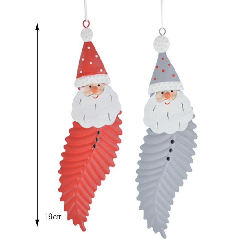 Factory Wholesale Home Decorations Metal Christmas Hanging Santa Figurine Ornaments