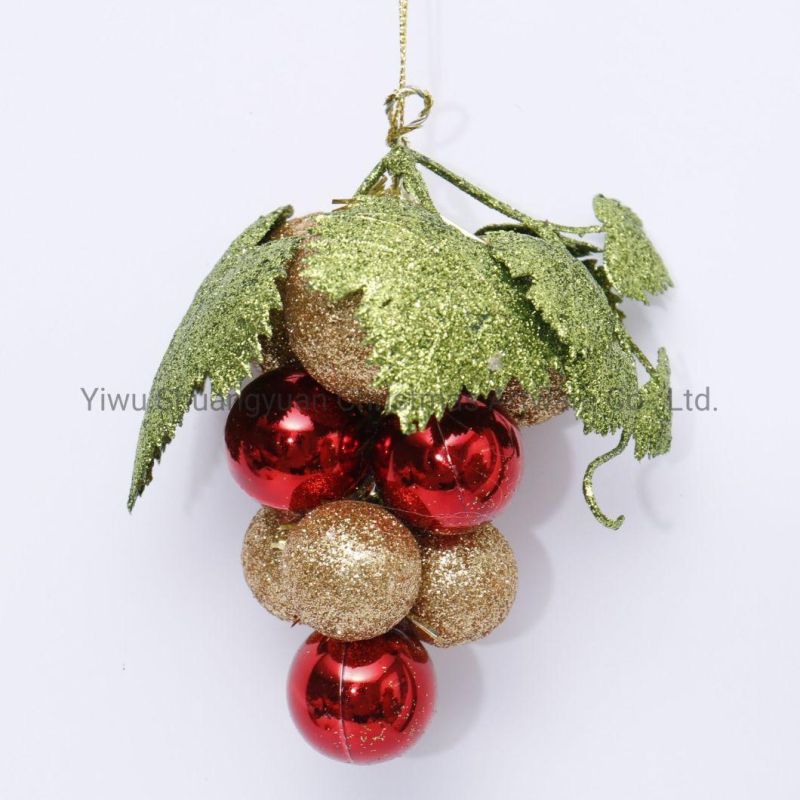 Gold and Red Plastic Ball Chain Christmas Hanging Decoration Grape Shape Ball Chain