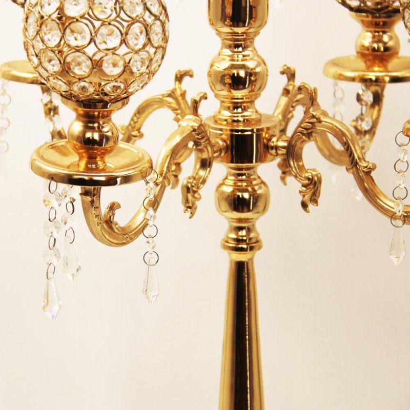 Wedding Accessories Decoration Tall Table Centerpiece 5 Arm Crystal Candelabra