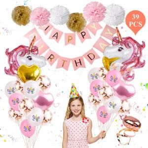 42PCS Children&prime; S Birthday Party Decoration Unicorn Party Supplies