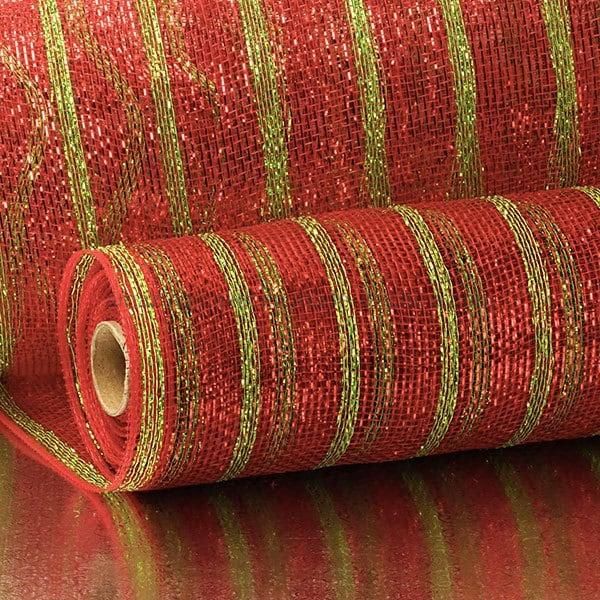 1.75′′ Stripe Half Solid Metallic 10′′ Wide Deco Mesh