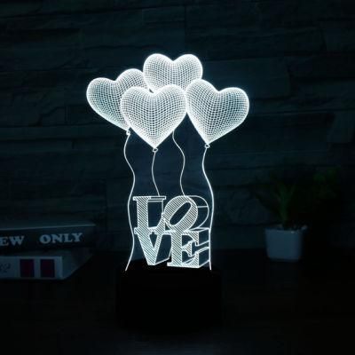 Colorful 3D LED Lamp 3D Visualization Love Lamp Valentines Gifts