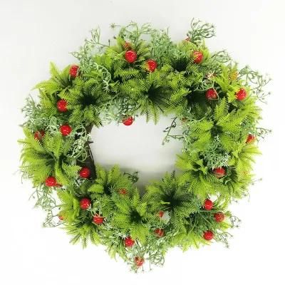 Newest Design Pine Cone Tower Ball Christmas Wreath Decorated with Red Berries