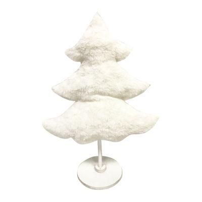 40cm Small White Plush Decor Trees Silver Christmas Tree Table Decoration