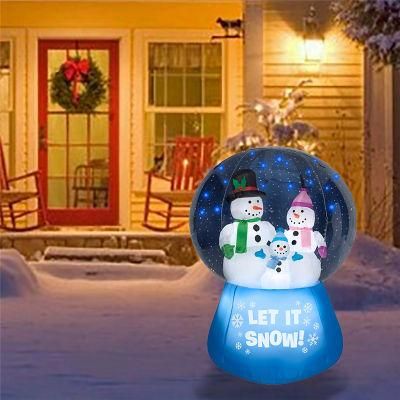 6FT Inflatable Snow Globe Ball Snowman Family Let It Snow Decoration