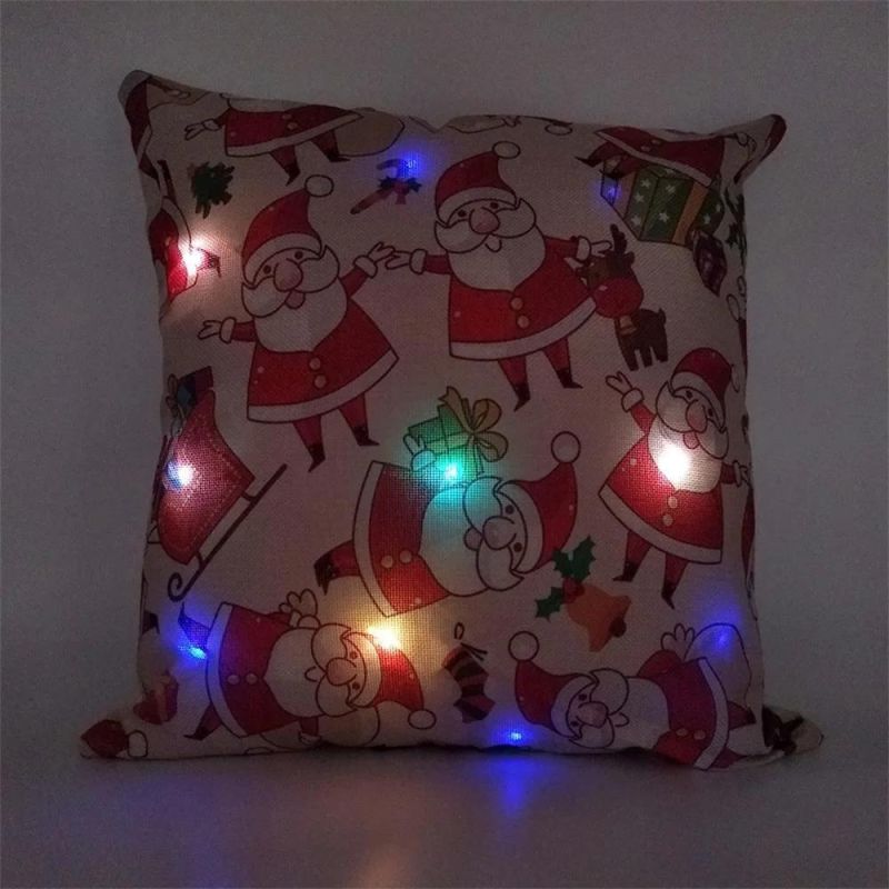 Settee Coloured LED Light Soft Burlap Pillow Case for Christmas Decoration