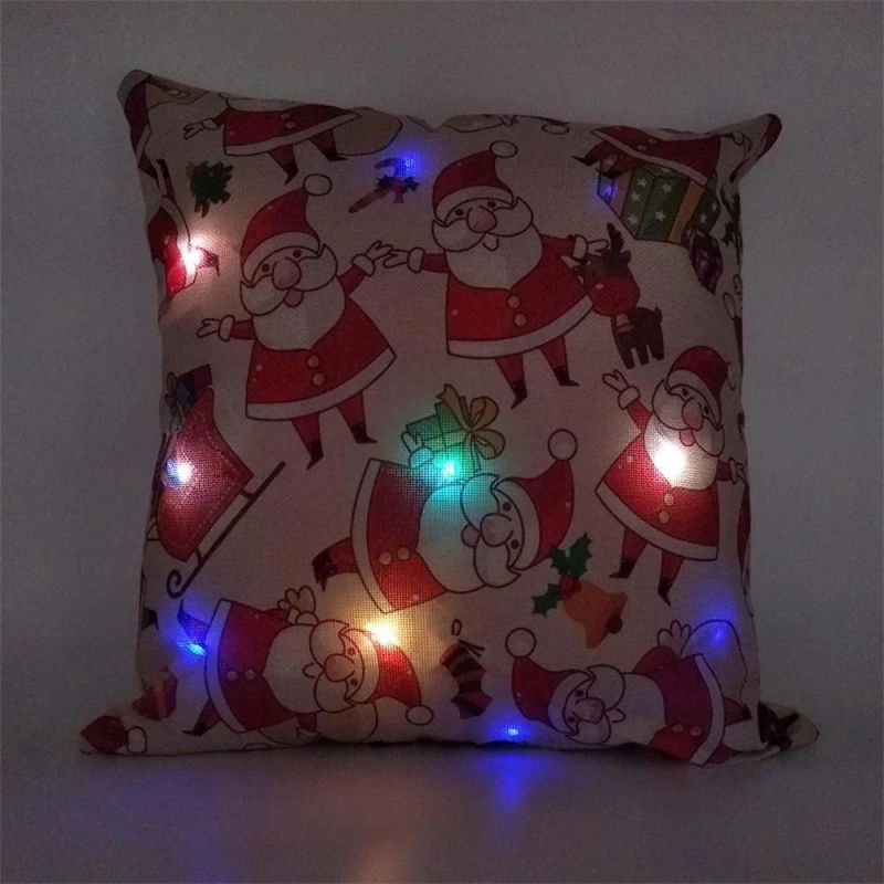 Settee Coloured LED Light Soft Burlap Pillow Case for Christmas Decoration