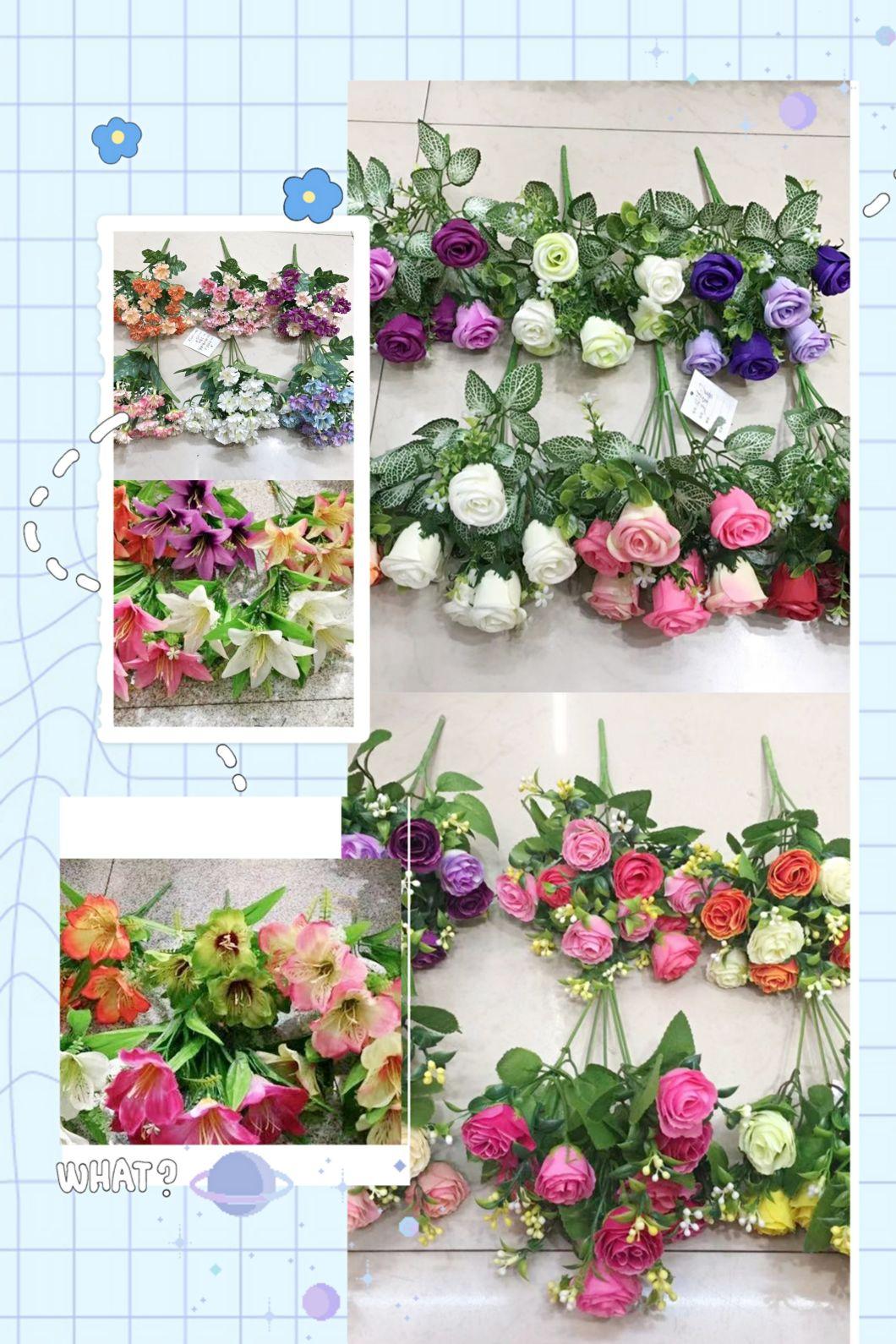 Manufacturer Decoration Artificial Silk Rose Flower
