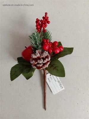 Glitter Flower Plastic Twig Pick with Flowers for Christmas Decoration; Christmas Red Berry; Christmas Artificial Plastic Berry