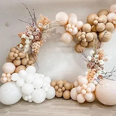 White Balloons Backdrop Perfect Blush Coffee Double Cream Peach Balloons 222PCS Macaroon Coffee Double Apricot Balloon Garland Arch