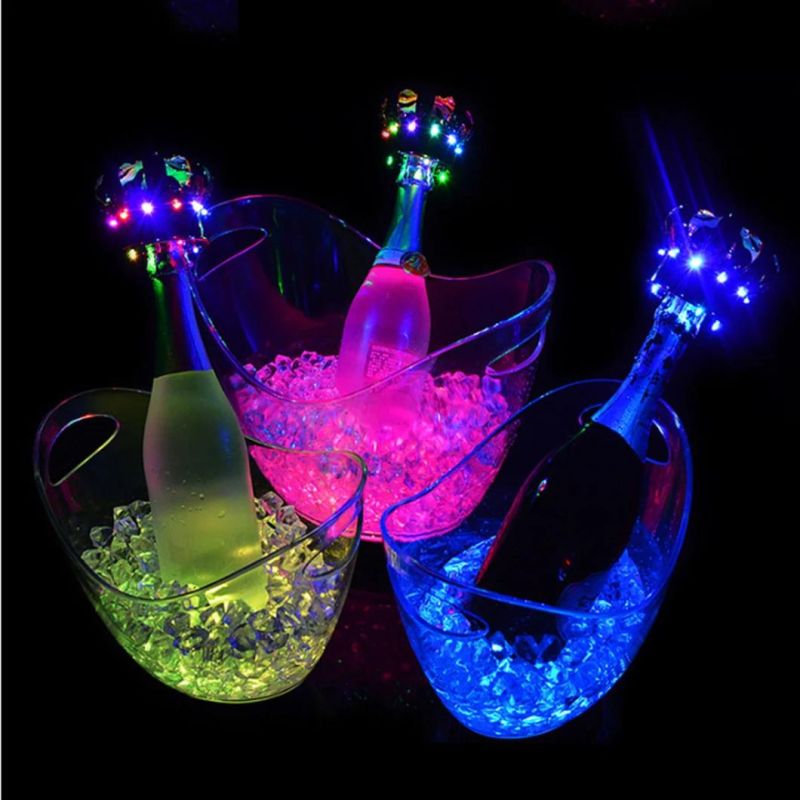 LED Transparent Plastic Acrylic LED Charging Colorful Ice Bucket