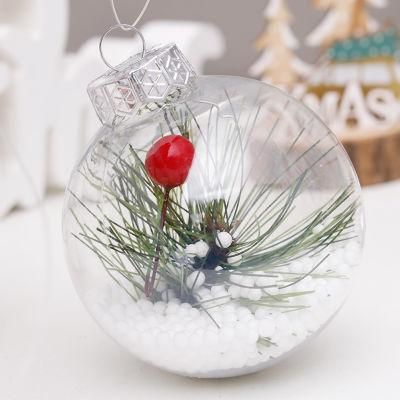 Amazon Hot Sale Hand Printed Clear Transparent Snow Christmas Ball