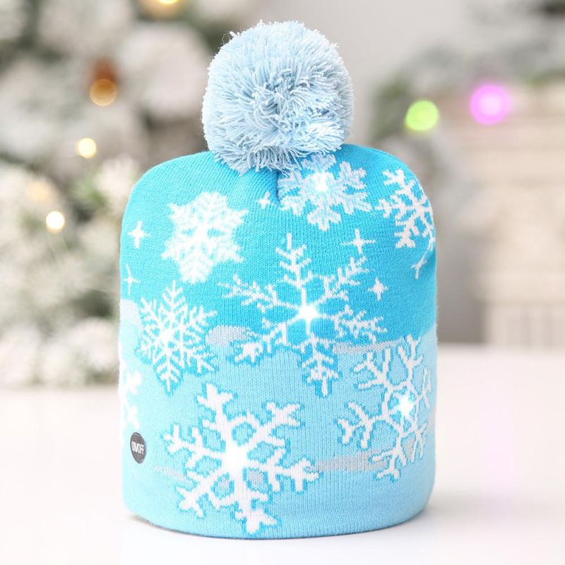 LED Light Christmas Knitted Hat for Kids Adults Christmas Decorations