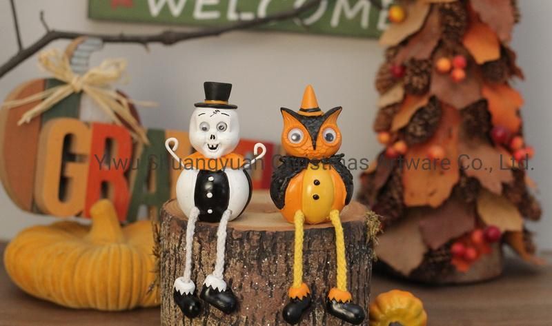 New Design Wholesale Party Accessories Halloween Resin Craft Long Leg Owl Holiday Hanging Decorations