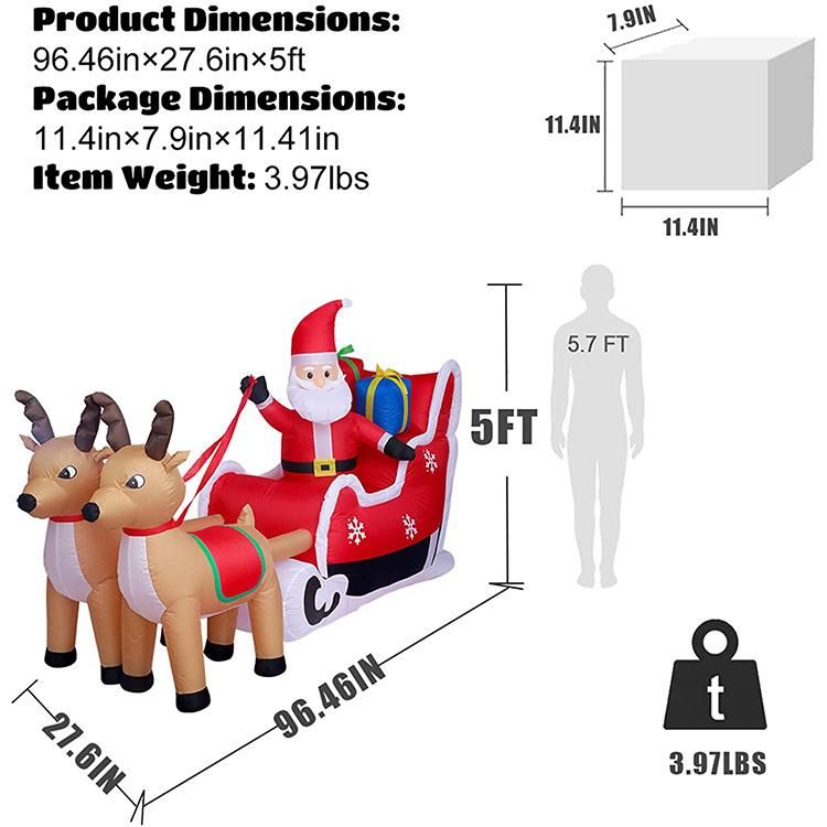 Giant Holiday Christmas Advertising Model Xmas Inflatable Santa Claus with Christmas Elk