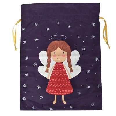 Christmas Angel Gift Sacks Waterproof Promotion Personalized Drawstring Bags for Kids