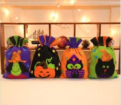 Holiday Decoration Halloween Decorations Witch Pumpkin Drawstring Tote Bag