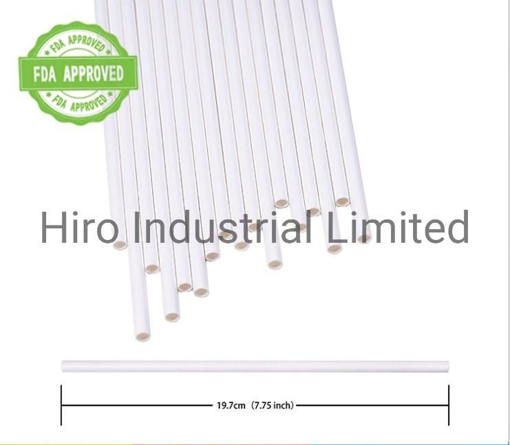 6*197mm Biodegradable Disposable Wrapped Paper Drinking Straws