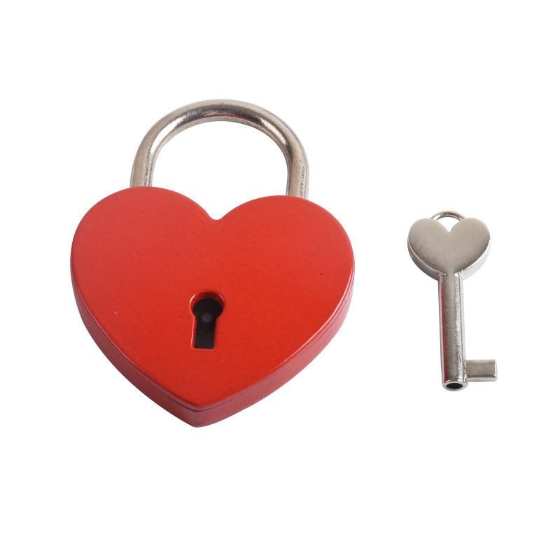 Color Painted Heart Shaped Love Padlock Holiday Cute Gift for Warm Wish Key Padlock