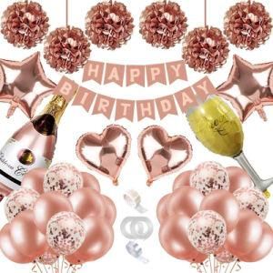 Amazon Rose Gold Birthday Banner Champagne Bottle Balloon Decorations