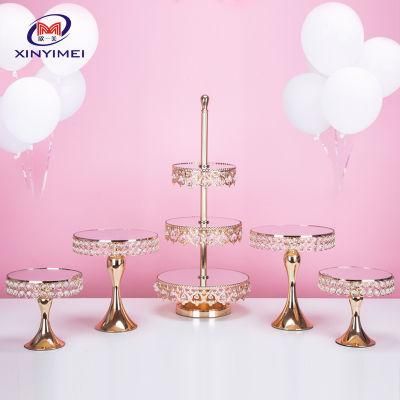 Elegant Event Party Wedding Metal Crystal Beaded Dessert 3 Tier Cake Stand Cake Tools