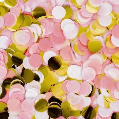 Paper Confetti Round Tissue Confetti, White Pink Gold Paper Table Confetti for Girl Birthday, Baby Shower, Wedding Party Decoration and Balloon