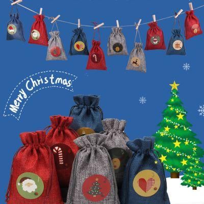 24PCS Santa Sack with Drawstring Christmas Gift Bag Christmas Present Stocking Bag